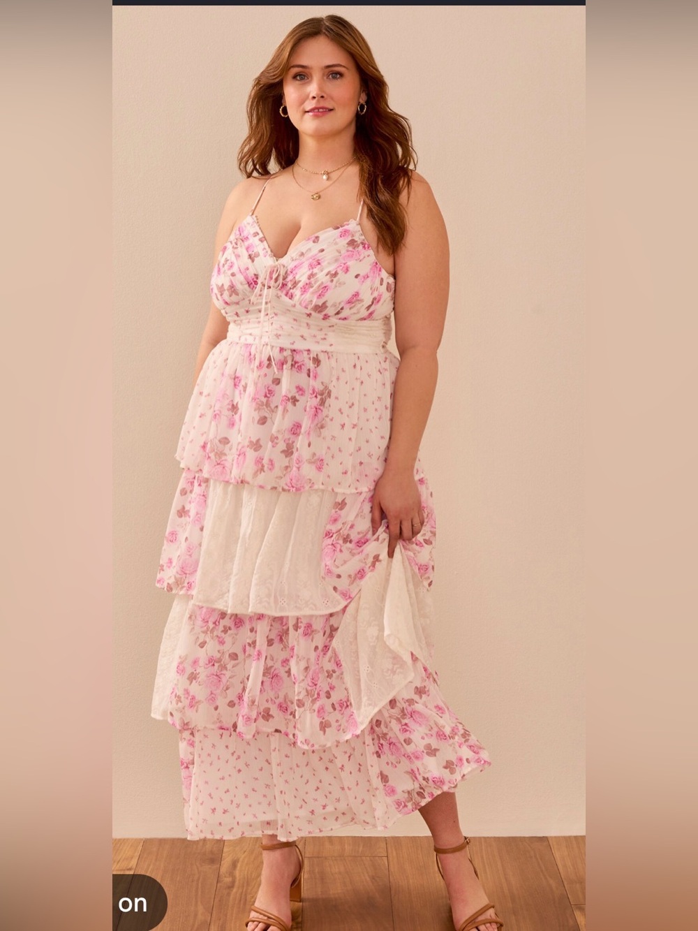ARULA Pink Floral Tiered Maxi Dress 0X 10-12